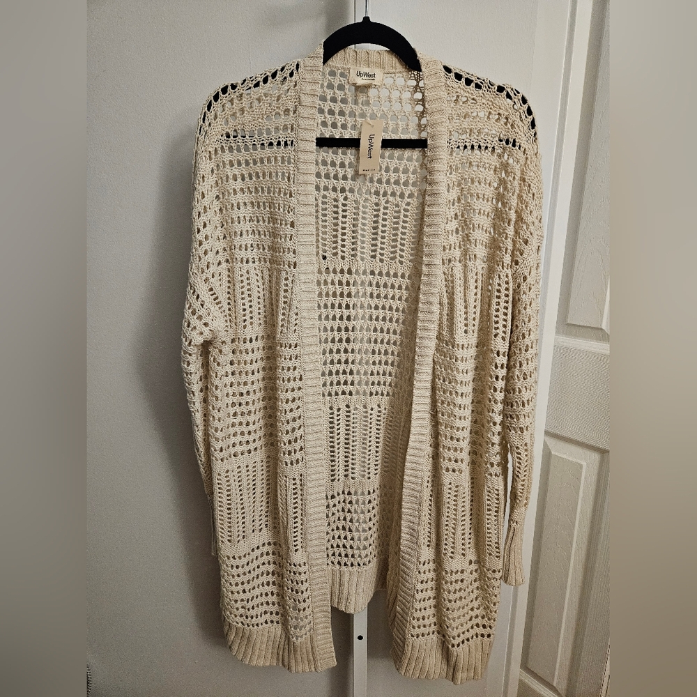 Upwest Beige Open-Knit Cardigan